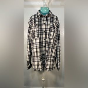 Boohoo Man Soft & Thick Black Gray And White Plaid Flannel size L